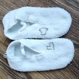 White Slippers with Pink Non Skid Hearts